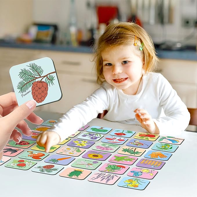 Memory Matching Game, 72 PCS Grow A Garden Matching Cards for Toddlers 36 Designs Memory Cards Educational Toys for Preschool 4 5 6 Years Old