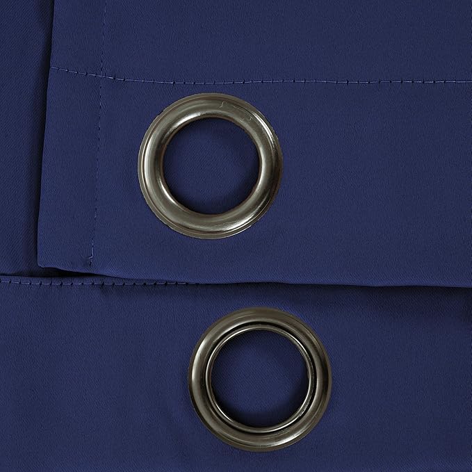 Lush Decor Insulated Grommet Blackout Window Curtain Panels, Pair, 52" W x 120" L, Navy - Classic Modern Design - 120 Inch Curtains - Extra Long Curtains For Living Room, Bedroom, Or Dining Room