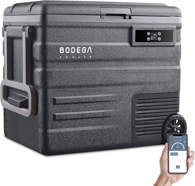 BODEGACOOLER 12 Volt Car Refrigerator,68Quart(65L) Camping Fridge,RV Portable Freezer Single Zone,with APP Control,-4℉-68℉ Car Cooler,12/24V DC and 100-240V AC,for Travel,Truck,Outdoor,Vehicles