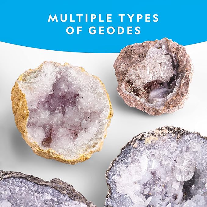 National Geographic Break Open 10 Premium Geodes – Includes Goggles & 2 Display Stands - Great STEM Science Kit, Geology Gift for Kids, Break Your Own Geodes with Crystals