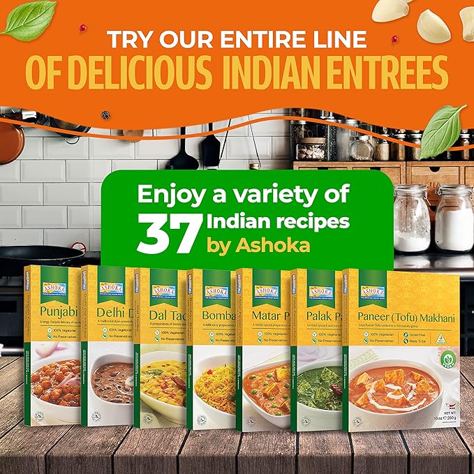 Ashoka Real Indian Meals 1932, Vegan Potato Curry, Ready to Eat Dum Aloo, All-Natural Instant Meals, Healthy Work Lunch, Kosher Certified, Gluten-Free, and with No Preservatives, Pack of 5