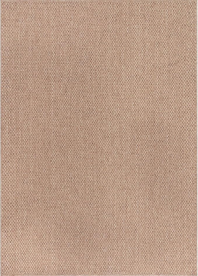 CAMILSON Easy Jute Rug 4x6, Indoor Outdoor Natural Color Farmhouse Area Rugs for Living Room Patio and Kitchen Rug, Solid Boho Woven Design, Easy-Cleaning, Washable Outside Carpet Alfombras (4 x 6)