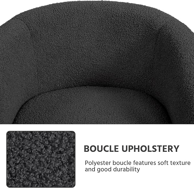Yaheetech Accent Chairs Set of 2, Furry Living Room Chairs, Sherpa Barrel Chairs with Cozy Soft Padded, Boucle Fabric Armchais for Living Room Bedroom Reception Room Office, Dark Gray