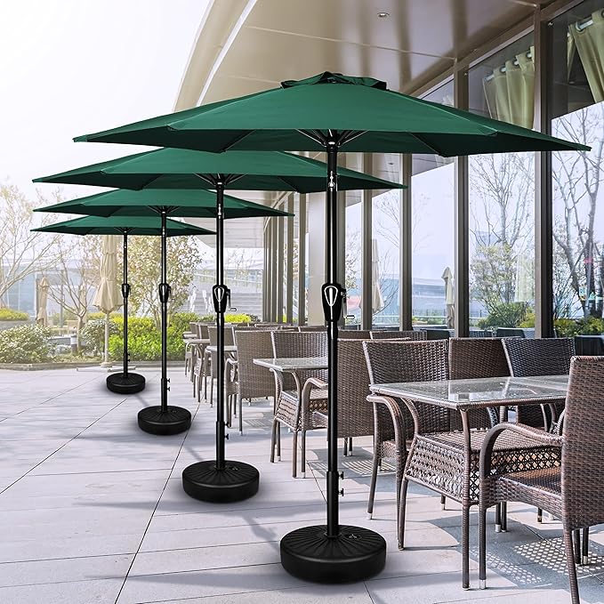 Simple Deluxe 2 Pack 9FT Outdoor Patio Umbrella Table Market Umbrella with Push Button Tilt and Crank, 8 Sturdy Ribs, UV Protection Waterproof for Garden, Lawn, Deck, Backyard, Pool, Green