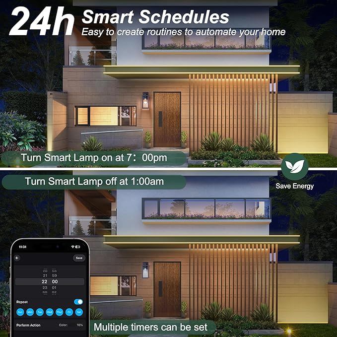 Outdoor Wall Light with Smart Bulb Exterior Lighting Fixtures Waterproof Porch Lights Outdoor Anti-Rust Wall Lantern with Clear Glass Outside Lights for House Front Door Sconce Light