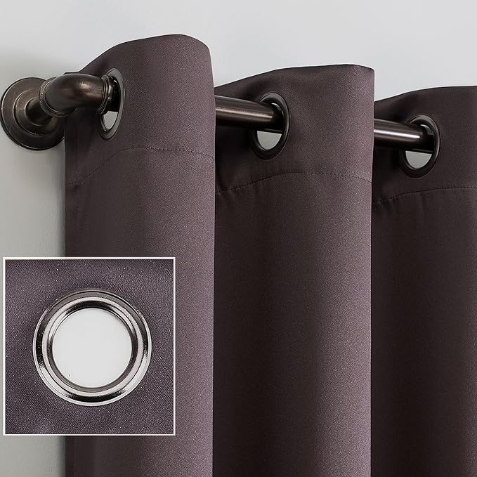 Sun Zero Nordic 2-pack Theater Grade Extreme 100% Blackout Grommet Curtain Panel Pair, 52" x 63", Fig