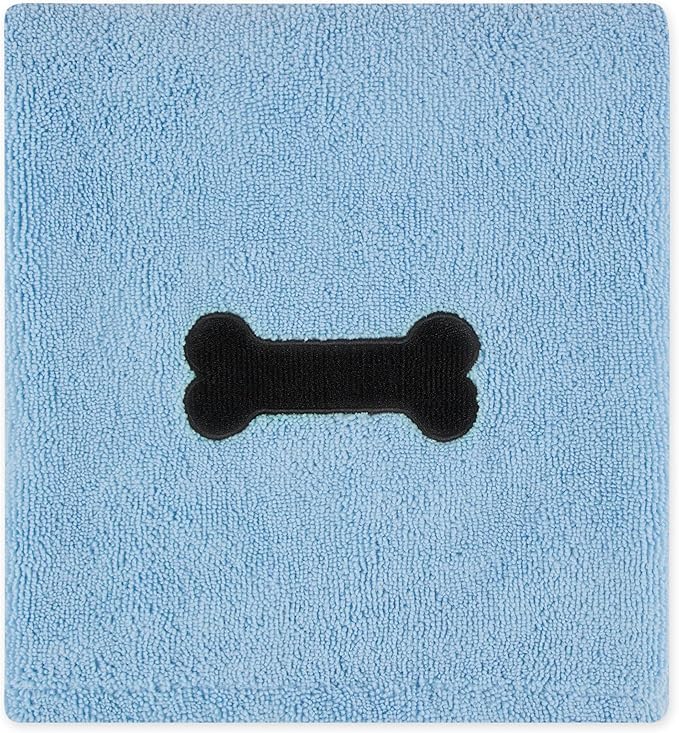 Bone Dry Pet Grooming Microfiber Towel, Embroidered Collection, X-Large,41x23.5", Blue
