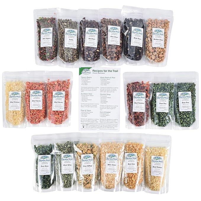 The Backpacking Kit - 18Ct Premium Lightweight Meals in 1 Cup Resealable Pouches by Harmony House Foods, Single Set White