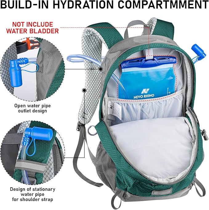 N NEVO RHINO Hiking Backpack 20L Water Resistant Outdoor Day Pack,Lightweight Travel Small Backpack for Men Women