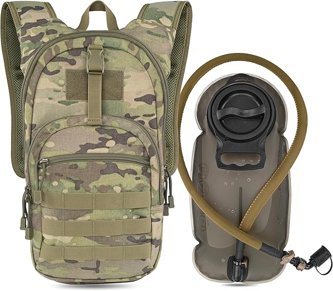 MARCHWAY Tactical Molle Hydration Pack with 2.5L TPU Water Bladder, Low-Profile Organized Military Backpack for Hiking, Cycling, Backpacking, Hunting, Running