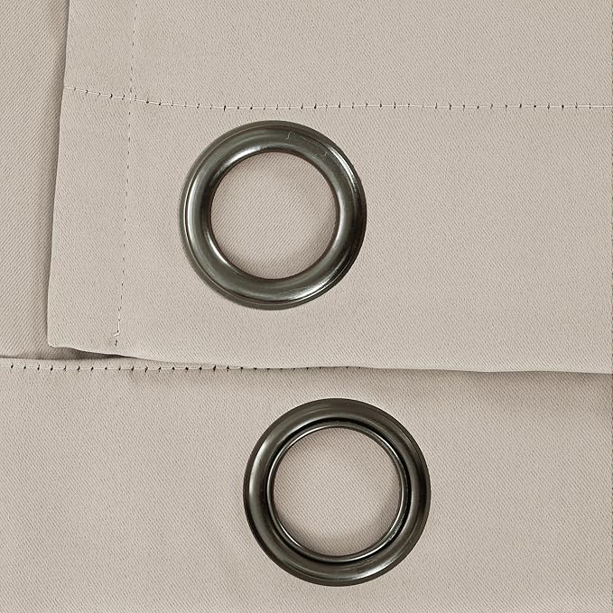 Lush Decor Insulated Grommet Blackout Window Curtain Panels, Pair, 52" W x 95" L, Wheat - Classic Modern Design - Chic Window Decor - Long Curtains For Living Room, Bedroom, Or Dining Room