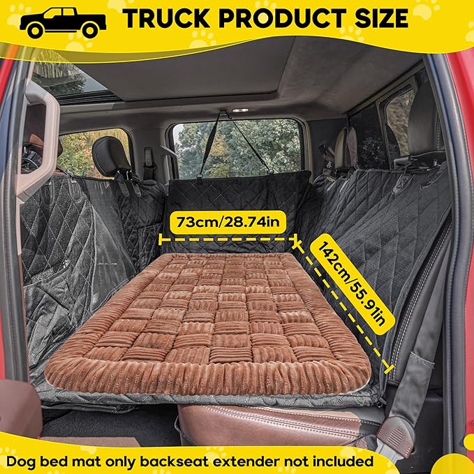 Dog Car Bed Mat, Non-Slip Backseat Extender Pet Blanket, Plaid Dog Bed for Trucks, Sedans & Large SUVs, Chew-Resistant Travel Pad for Dogs, Easy Clean & Scratch-Proof & Comfort竊?6"x28.7" Brown