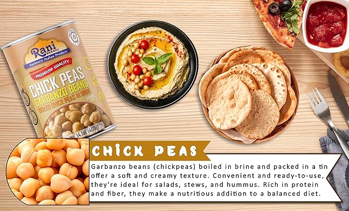 Rani Chick Peas, Garbanzo Beans (Boiled Chick Peas in Brine) Kabuli Chana 14oz (400g) Pack of 4 ~ Easy Open Can | All Natural | Vegan | Gluten Friendly | NON-GMO | Kosher | Indian Origin
