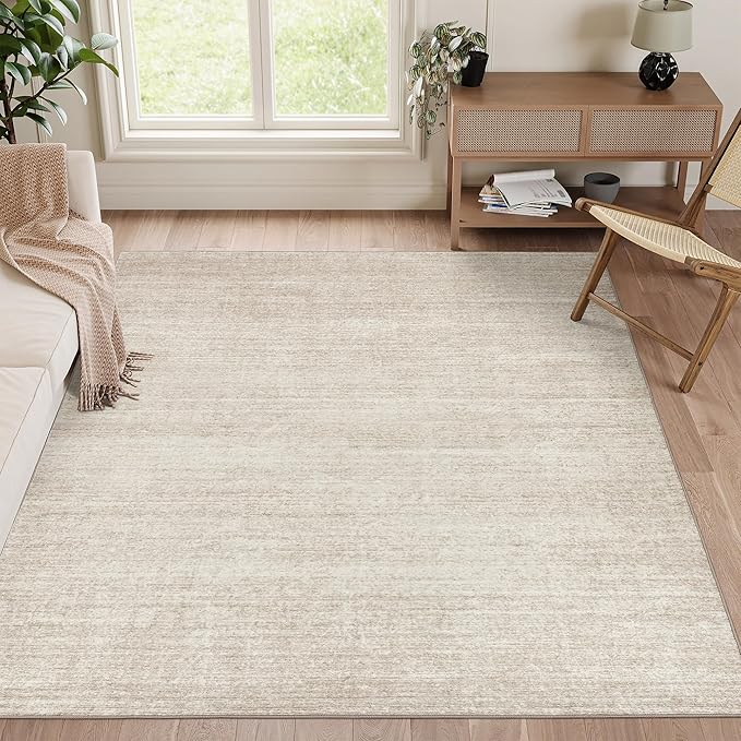Valenrug Washable Rugs 5x7 - Stain Resistant 5x7 Area Rugs for Living Room, Non Slip Backing Printed Rugs for Bedroom, Folable Machine Washable Area Rug (5'x7', Beige)