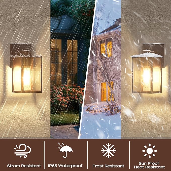 Oil Rubbed Bronze Outdoor Front Porch Light Fixture Wall Mount, LED Exterior lighting fixtures, Waterproof Wall Sconce Lantern Lamp, Outside Coach Lights for House, Patio, Garage, Doorway, Entryway