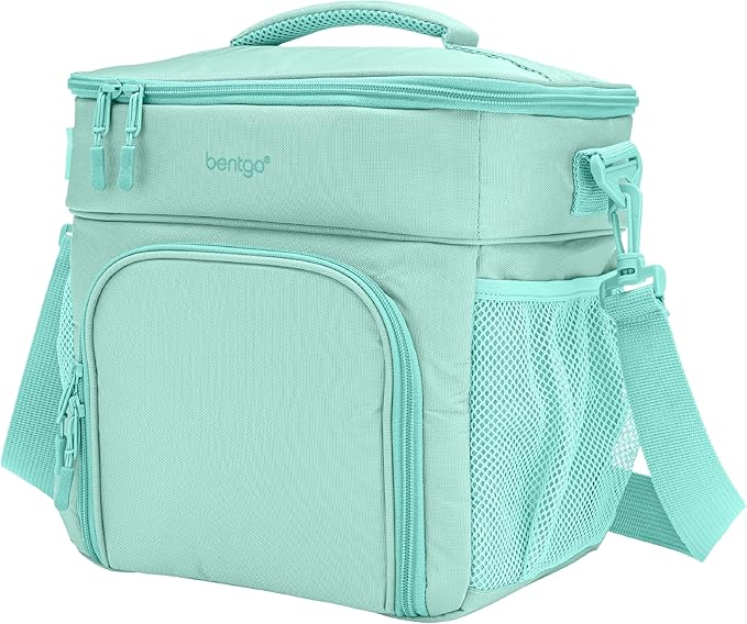 Bentgo Prep Deluxe Insulated Multimeal Bag - Lunch Box Bag, Holds 5 Meals, Premium Insulation up to 8 Hrs, Durable, Water-Resistant - Large Capacity For Adult Meal Prep (Coastal Aqua)
