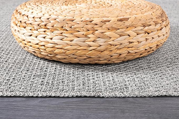 CAMILSON Easy Jute Rug 6x9, Indoor Outdoor Gray Color Farmhouse Area Rugs for Living Room Patio and Kitchen Rug, Solid Boho Woven Design, Easy-Cleaning, Washable Outside Carpet Alfombras (6 x 9)