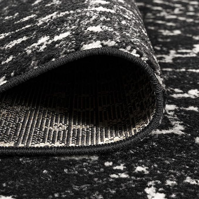 JONATHAN Y Boho Vintage Diamond Black/Ivory Round Area Rug 9 ft, Moroccan Hype for Living Room, Bedroom, Kitchen, Office, Easy-Cleaning, High Traffic, Pet-Friendly, Non-Shedding (MOH101D-9R)