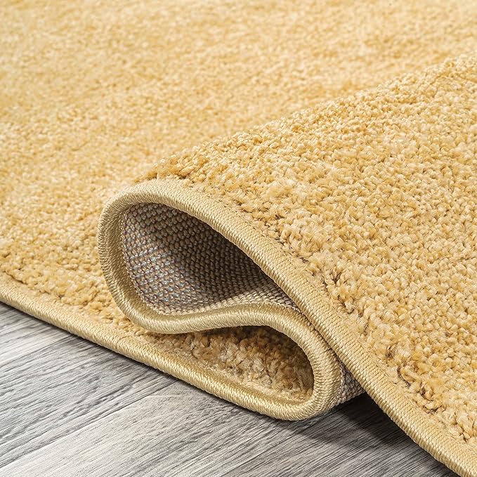 JONATHAN Y Haze Solid Low-Pile Mustard Runner Rug 2x14, Coastal,Bohemian,Minimalist,Classic, Easy-Cleaning for Living Room,Bedroom,Kitchen,Pet Friendly,Non-Shedding (SEU100B-214)