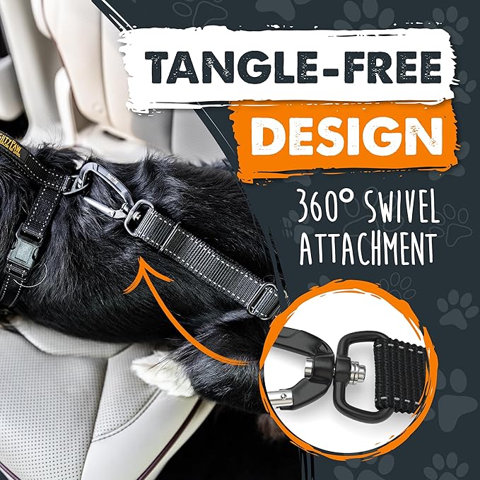 Mighty Paw Dog Seat Belt for Car - Safe Distraction Free Driving, Heavy-Duty Design with Aviation Grade Aluminum Carabiner, Adjustable Dog Seatbelt Harness for Small, Medium and Large Pets