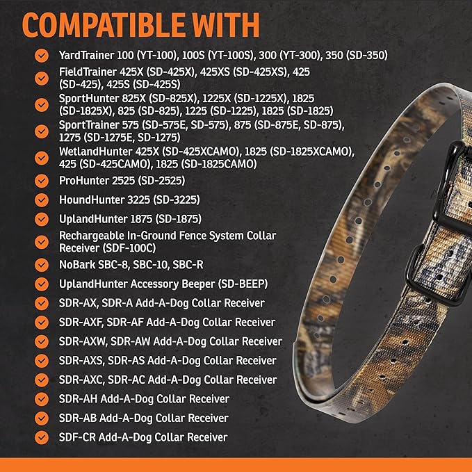 SportDOG 3/4-Inch Collar Strap - Waterproof Replacement Strap for Rugged Outdoor Use - Adjustable Collar with High Visibility - Camo