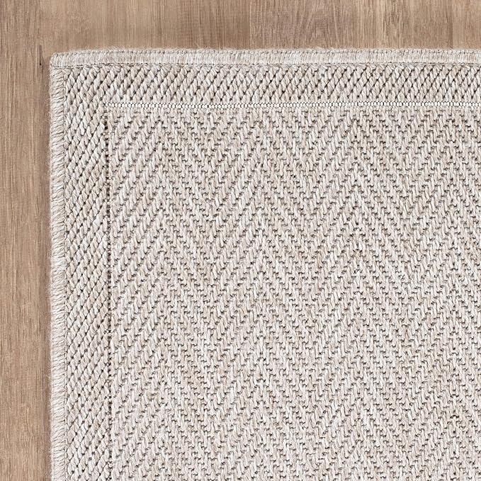 CAMILSON Easy Jute Rug 2x3, Indoor Outdoor Off-White Color Fiber Area Rugs for Bathroom and Kitchen Rug, Herringbone Seagrass Boho Woven Design, Easy-Cleaning, Washable Outside Carpet Alfombras 2 x 3
