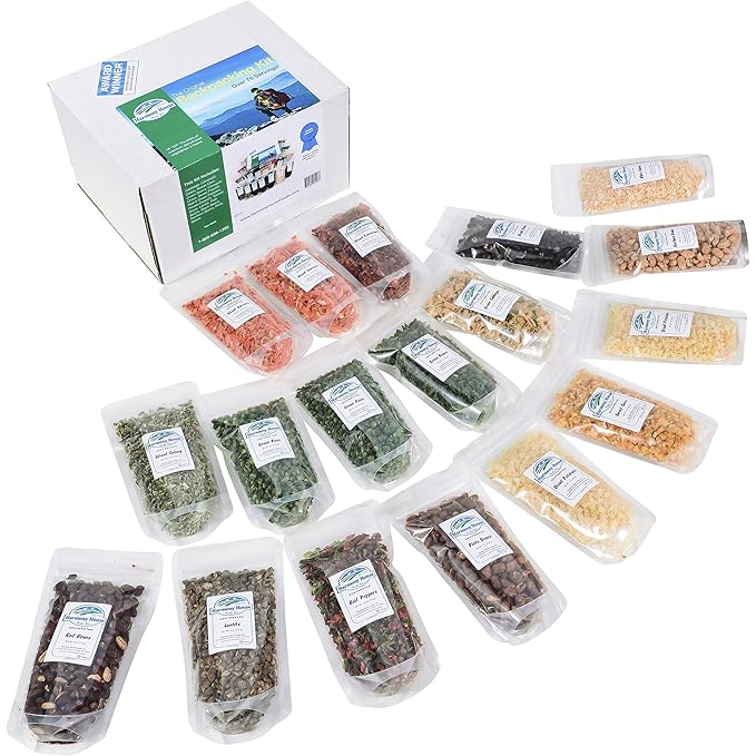 The Backpacking Kit - 18Ct Premium Lightweight Meals in 1 Cup Resealable Pouches by Harmony House Foods, Single Set White
