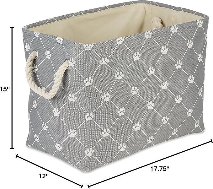 Bone Dry Pet Storage Paw and Bone, Trellis Collection, Large Rectangle, 17.5x12x15 Gray