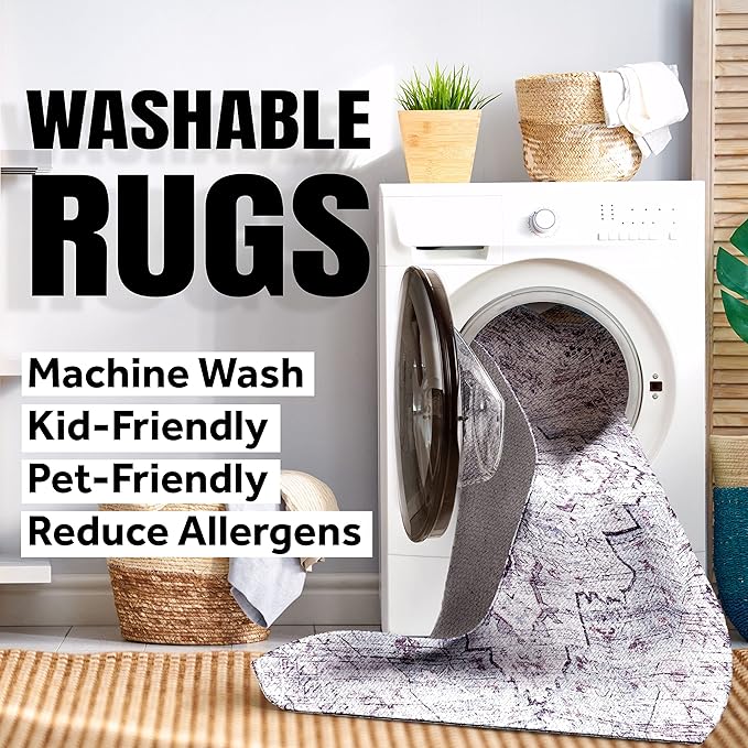 JONATHAN Y Machine Washable Moss/Cream Indoor Area Rug 5X8 ft, Chayton Minimalist Geometric for Living Room, Bedroom, Kitchen, Office, Easy-Cleaning, Pet-Friendly, Non-Shedding WSH110B-5