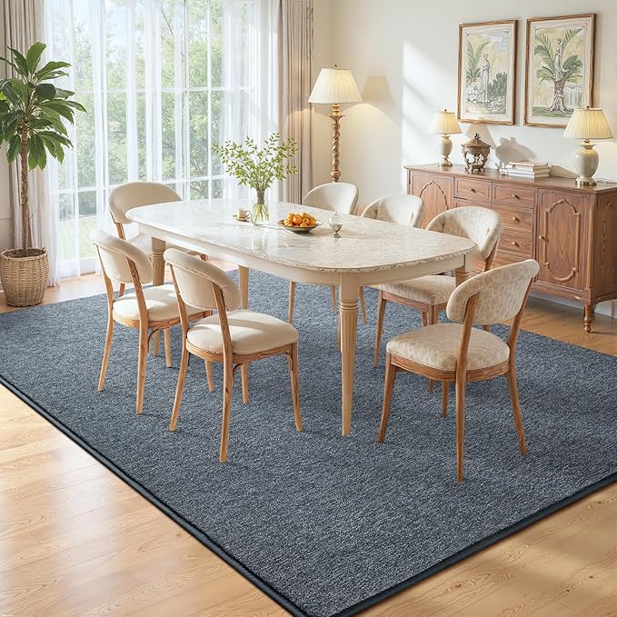 DweIke Rugs for Bedroom Living Room, 7x10 ft Blue Grey Area Rug, Washable Memory Foam Indoor Carpet, Modern Non-Slip Ultra Soft Carpets for Kids Boys Girls Adults Nursery Dorm Home Decor