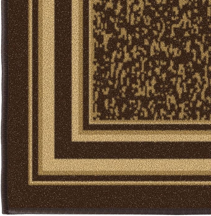 Ottomanson Hallway Runner Rug 2'7" x 9'6" Non Slip Border Area Rugs Easy to Clean Laundry Rug Runner Durable & Pet Friendly Floor Carpet Runners for Hallways Entryway Living Room Kitchen, Brown