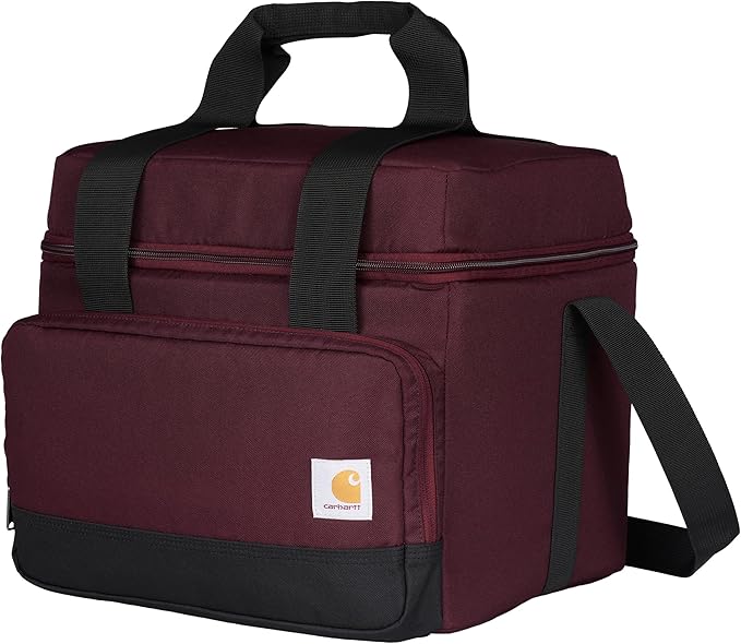 Carhartt Insulated Two Compartment Cooler, Durable Water Repellent Material W/Front Zippered Pocket for Camping, Beach & Travel