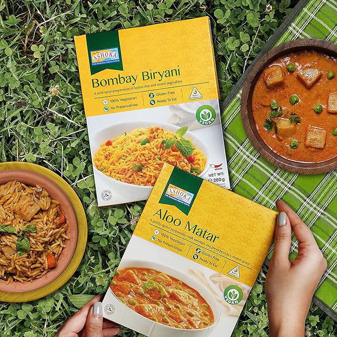 Ashoka Entrees 1932, Plant-Based Tofu & Spinach Curry, All-Natural, Ready to Eat Meals, Palak Paneer, Kosher Certified, Great for Offices, Instant Meals with No Preservatives, Pack of 1