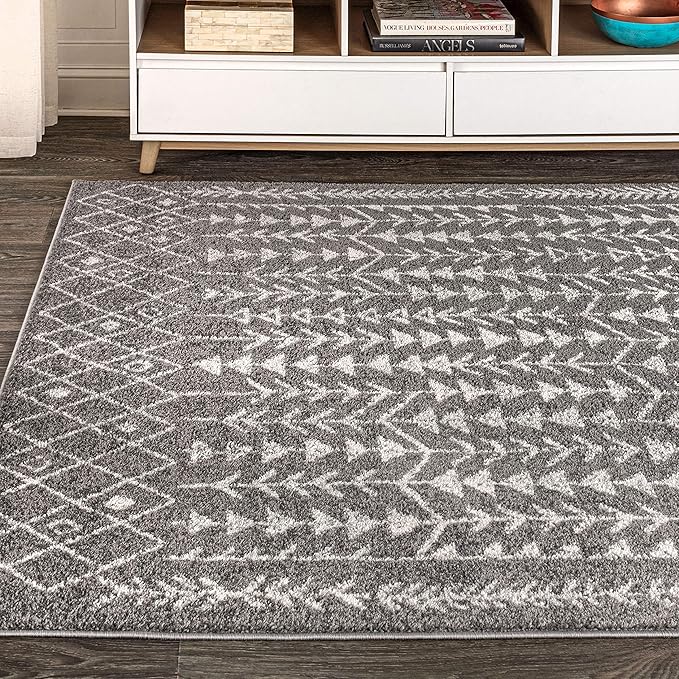 JONATHAN Y Ziri Moroccan Geometric Gray/Cream Indoor Area Rug, 3x5, Bohemian, Scandinavian, Easy-Cleaning for Living Room, Bedroom, Kitchen, Pet Friendly, Non-Shedding (MOH210B-3)