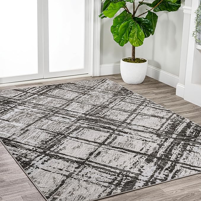JONATHAN Y Slant Abstract Black/Gray Indoor Area Rug 5X8 ft, Modern for Living Room, Bedroom, Kitchen, Office, Easy-Cleaning, High Traffic, Pet-Friendly, Non-Shedding SOR201D-5