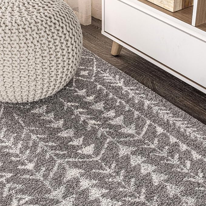 JONATHAN Y Ziri Moroccan Geometric Gray/Cream Indoor Area Rug, 5x8, Bohemian, Scandinavian, Easy-Cleaning for Living Room, Bedroom, Kitchen, Pet Friendly, Non-Shedding (MOH210B-5)