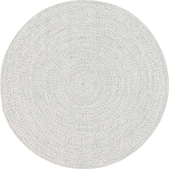 nuLOOM 4' Round Solid Hand Braided Indoor/Outdoor Area Rug, Pet-Friendly, High Traffic, Weather Resistant, for Patio, Balcony, Bedroom, Living, Dining Room, Wynn Ivory