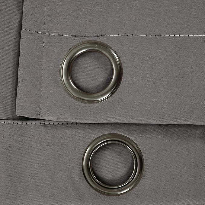 Lush Decor Insulated Grommet Blackout Window Curtain Panels, Pair, 52" W x 95" L, Dark Gray - Classic Modern Design - Chic Window Decor - Long Curtains For Living Room, Bedroom, Or Dining Room