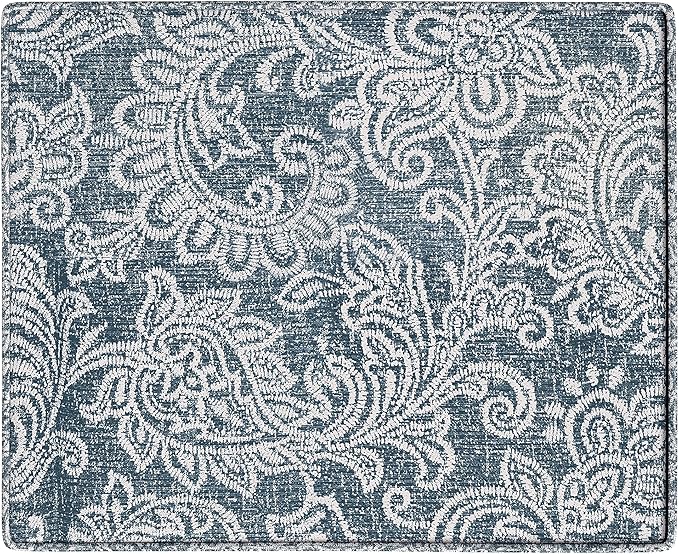 Home Decor | Dinah Collection Modern Storage Ottoman | Ottoman with Storage for Living Room & Bedroom(Blue Denim Jacobean Print)