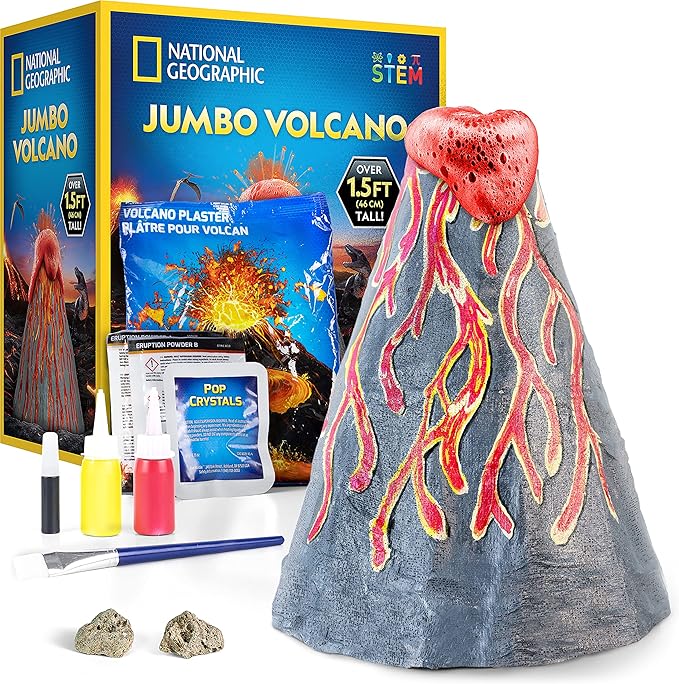 National Geographic Jumbo Volcano Science Kit - 18" Giant Volcano with Multiple Eruptions, Science Experiments, Science Fair Projects