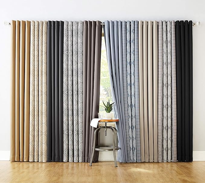 Sun Zero Nordic 2-Pack Theater Grade Noise Reducing Extreme 100% Blackout Grommet Curtain Panel Pair, 52" x 96, Mushroom Brown