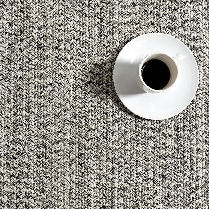 nuLOOM 2' x 12' Solid Hand Braided Indoor/Outdoor Area Rug, Pet-Friendly, High Traffic, Weather Resistant, for Patio, Balcony, Bedroom, Living, Dining Room, Wynn Salt and Pepper