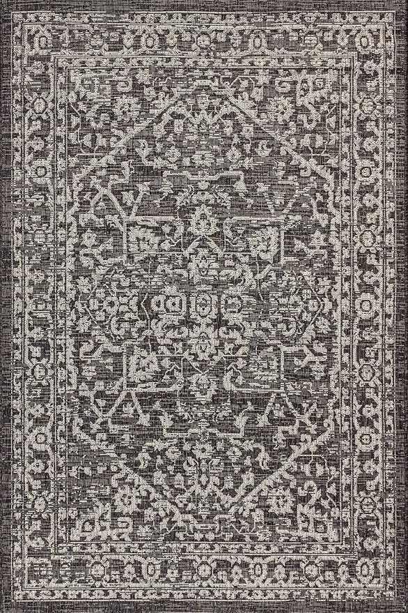 JONATHAN Y Boho Medallion Indoor Outdoor Area Rug 10X14 Black/Gray, Malta Textured Weave for Backyard, Patio, Porch, Easy-Cleaning, High Traffic, Pet-Friendly, Non-Shedding (SMB104C-14)