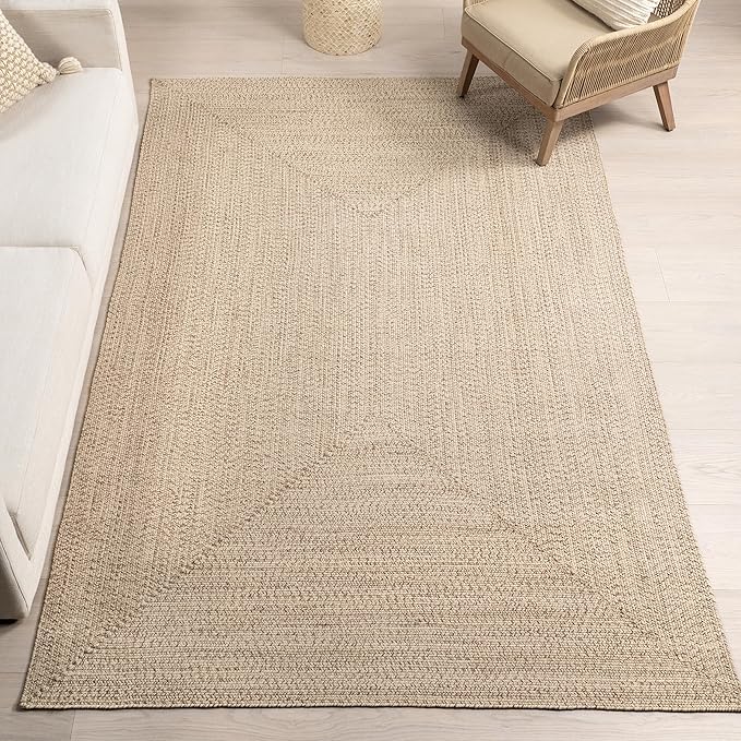 nuLOOM 2' x 8' Solid Hand Braided Indoor/Outdoor Area Rug, Pet-Friendly, High Traffic, Weather Resistant, for Patio, Balcony, Bedroom, Living, Dining Room, Wynn Tan